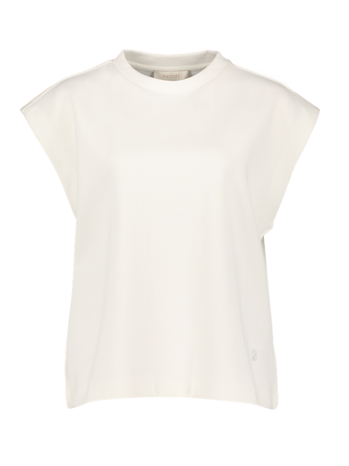 Ecru t-shirt zonder mouwen Serenity March23 