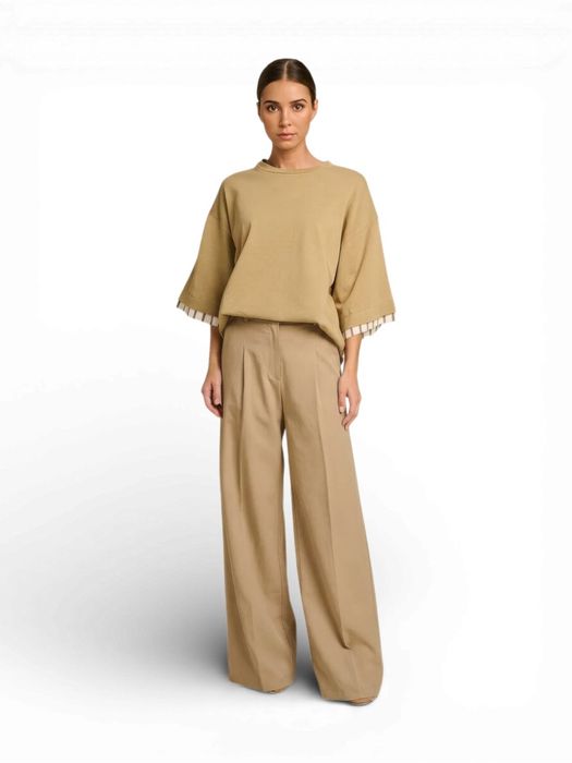 Beige t-shirt met streep detail Travel March23