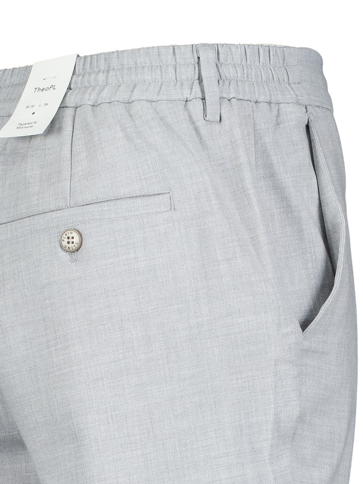 Grijze casual broek met elastiek achteraan Theo Plain 