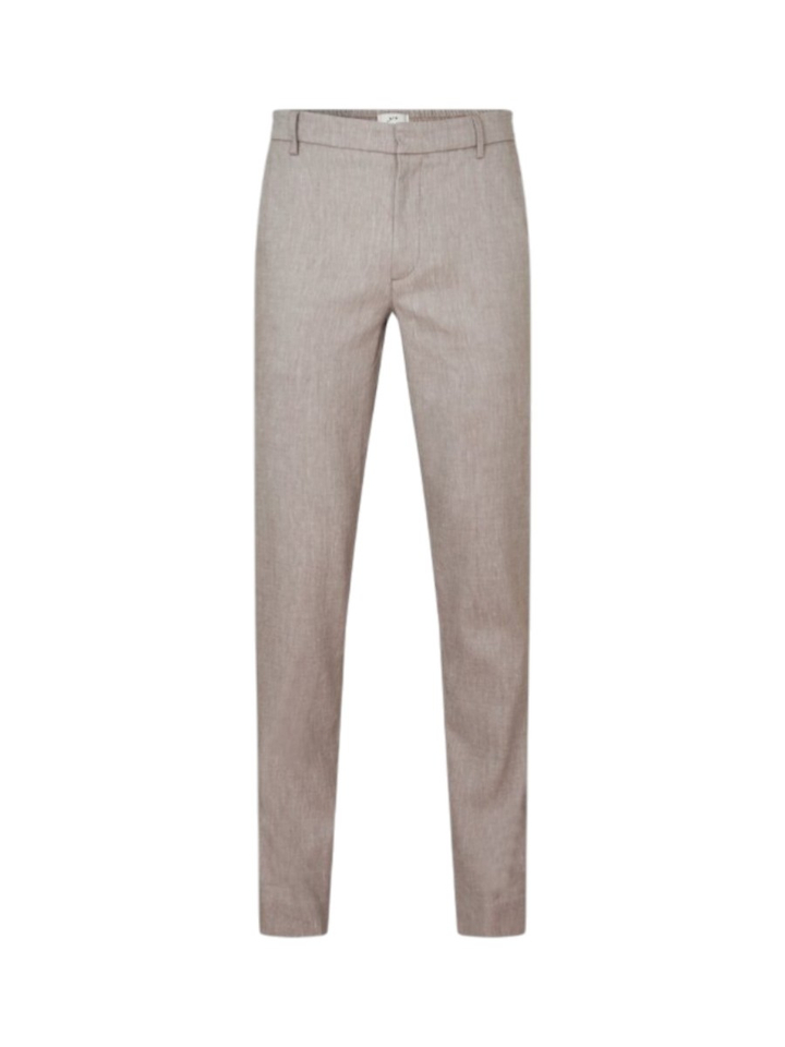 Bruine geklede broek Theo Plain 