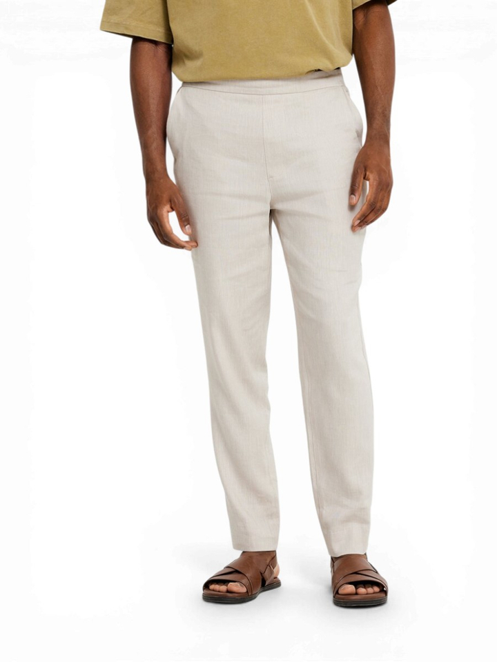 Beige geklede broek Theo Plain 