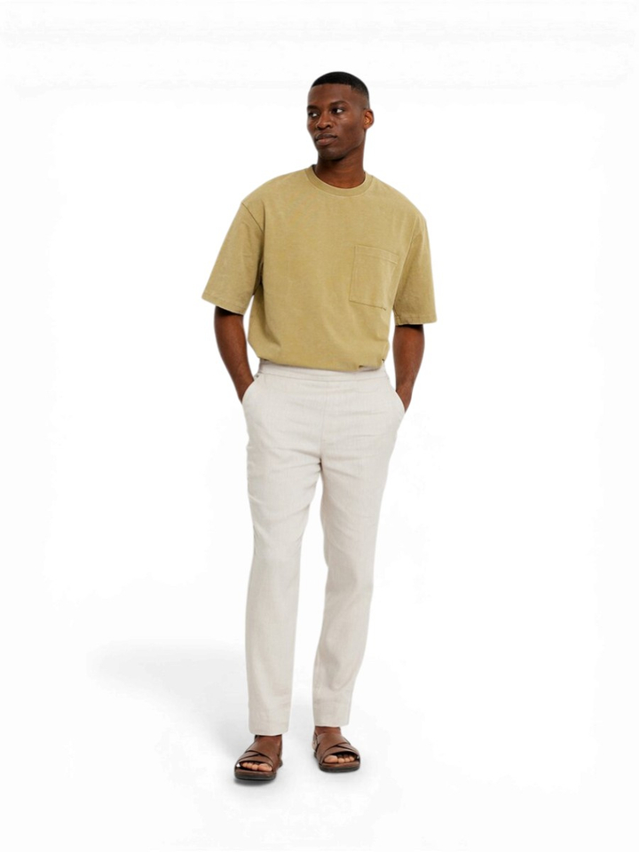 Beige geklede broek Theo Plain 