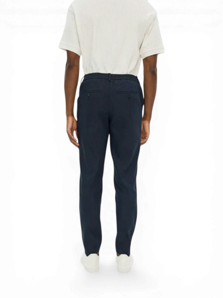 Donkerblauwe geklede broek Theo Plain 