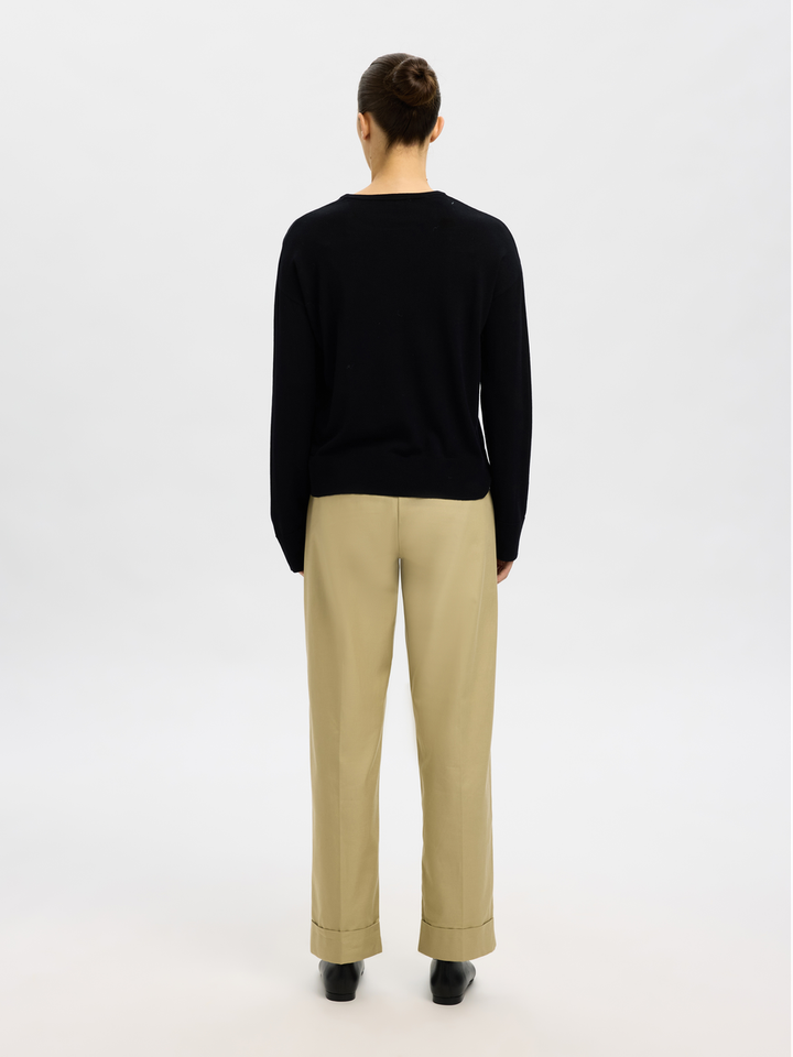 Zwarte pull met ronde hals en lange mouwen Selected 