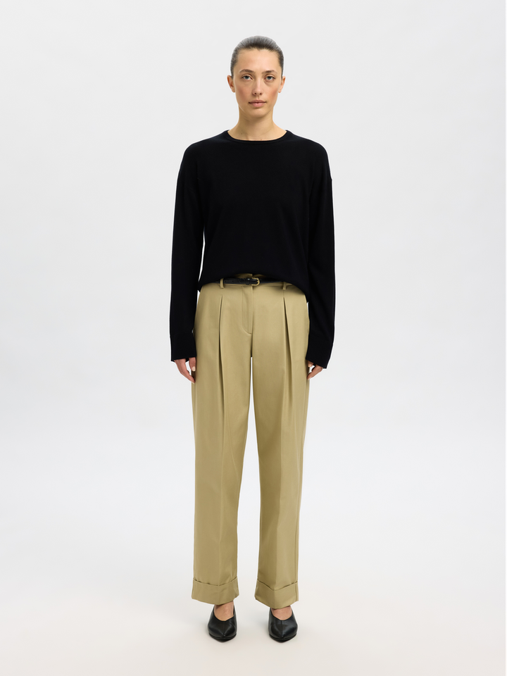 Zwarte pull met ronde hals en lange mouwen Selected 