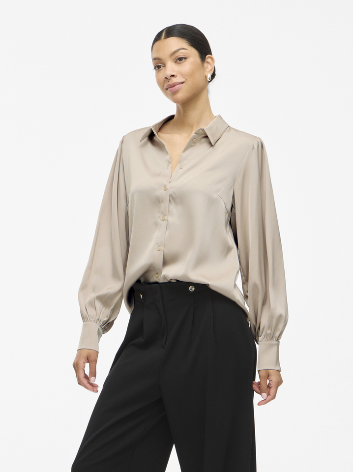 Beige blouse met knopen Vienna Ravenna Vila 