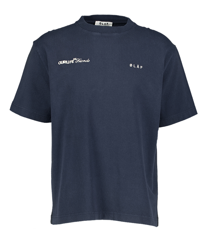 Blauwe katoenen t-shirt met logo's Boxy Olaf