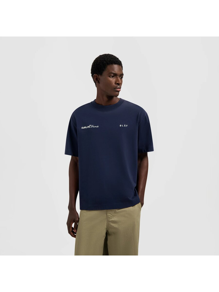 Blauwe katoenen t-shirt met logo's Boxy Olaf