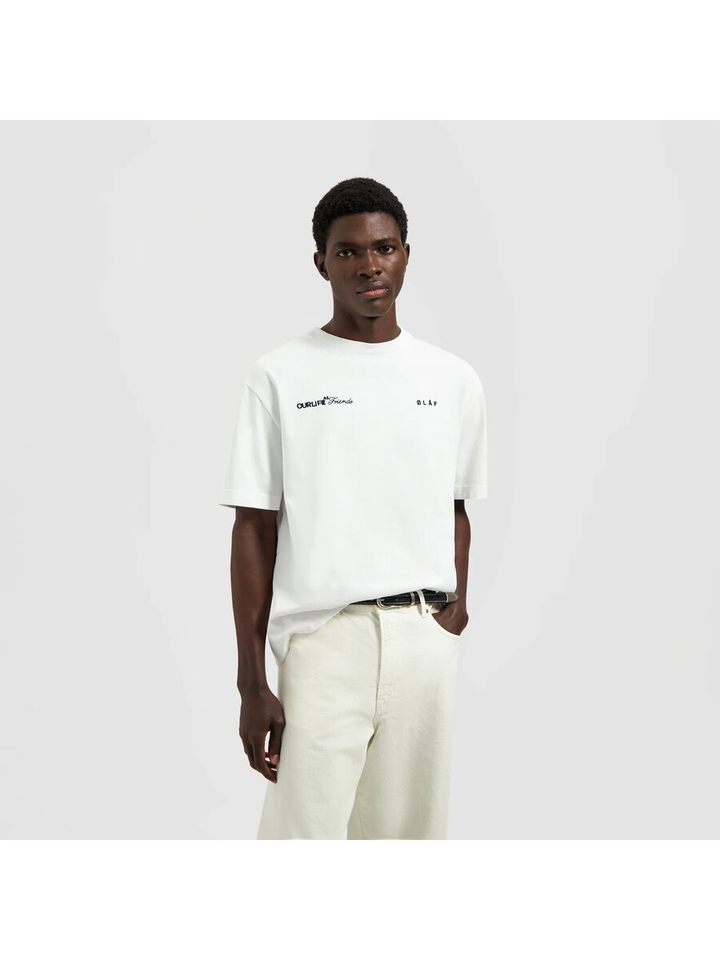 Witte katoenen t-shirt met logo's Boxy Olaf