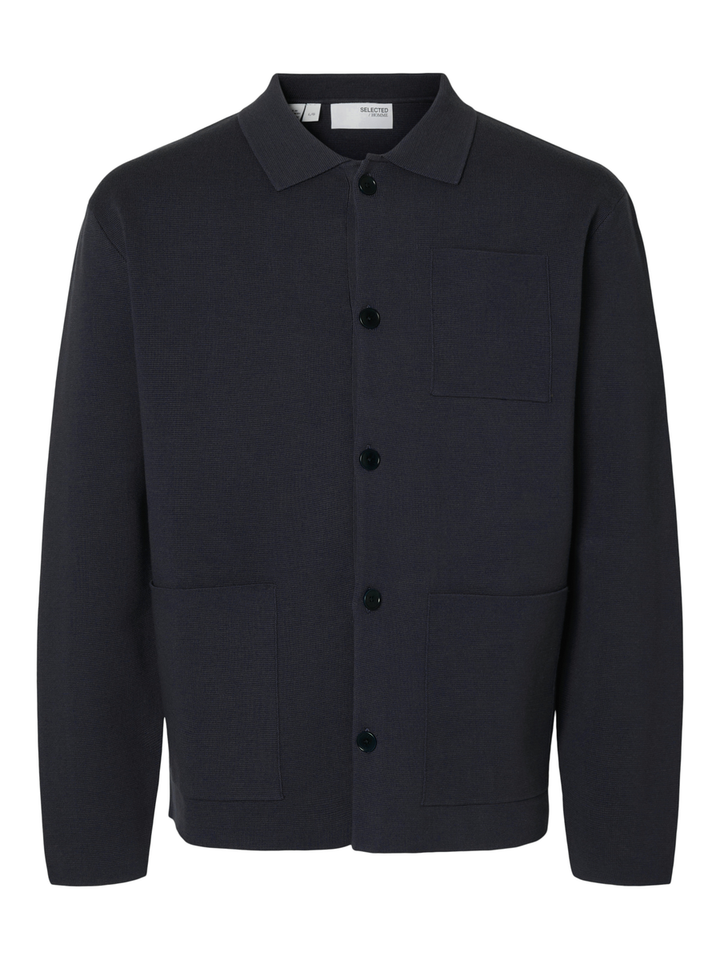 Donkerblauwe gilet met kraag en knopen Selected 