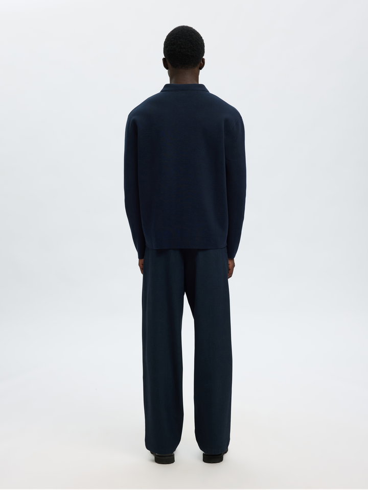 Donkerblauwe gilet met kraag en knopen Selected 