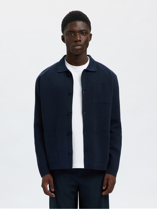 Donkerblauwe gilet met kraag en knopen Selected