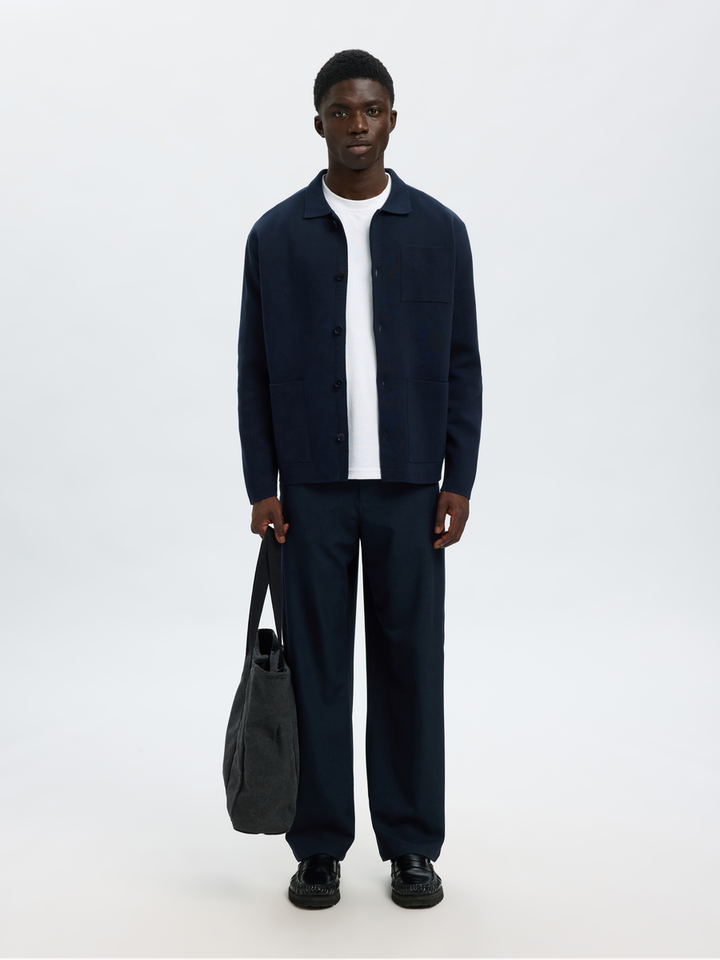 Donkerblauwe gilet met kraag en knopen Selected 