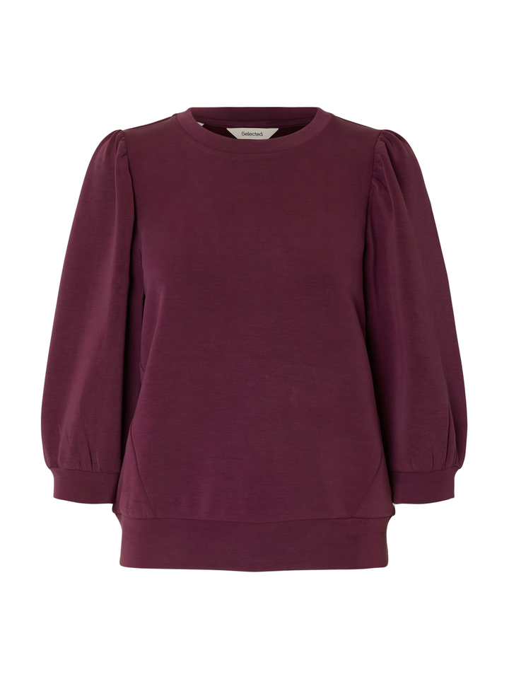 Bordeaux pull met driekwart mouwen Selected 