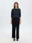 Donkerblauwe pull met driekwart mouwen Selected