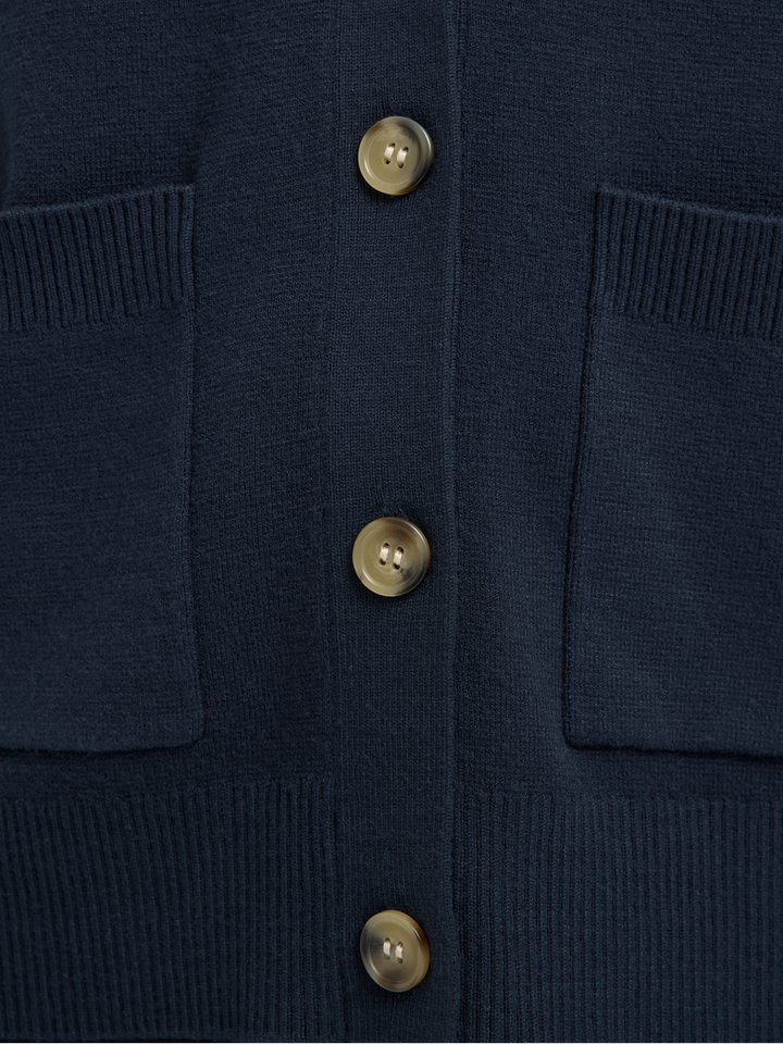 Donkerblauwe gilet met knopen en lange mouwen Selected