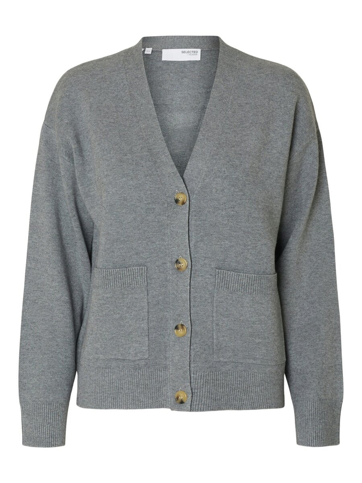 Grijze gilet met knopen en lange mouwen Selected