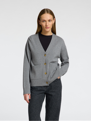 Grijze gilet met knopen en lange mouwen Selected