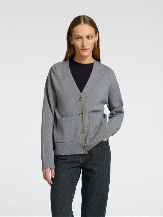 Grijze gilet met knopen en lange mouwen Selected