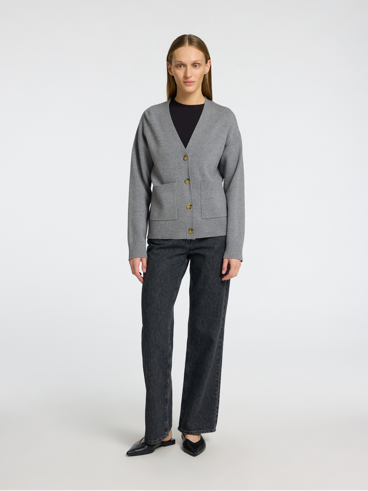 Grijze gilet met knopen en lange mouwen Selected