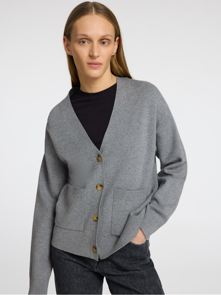 Grijze gilet met knopen en lange mouwen Selected