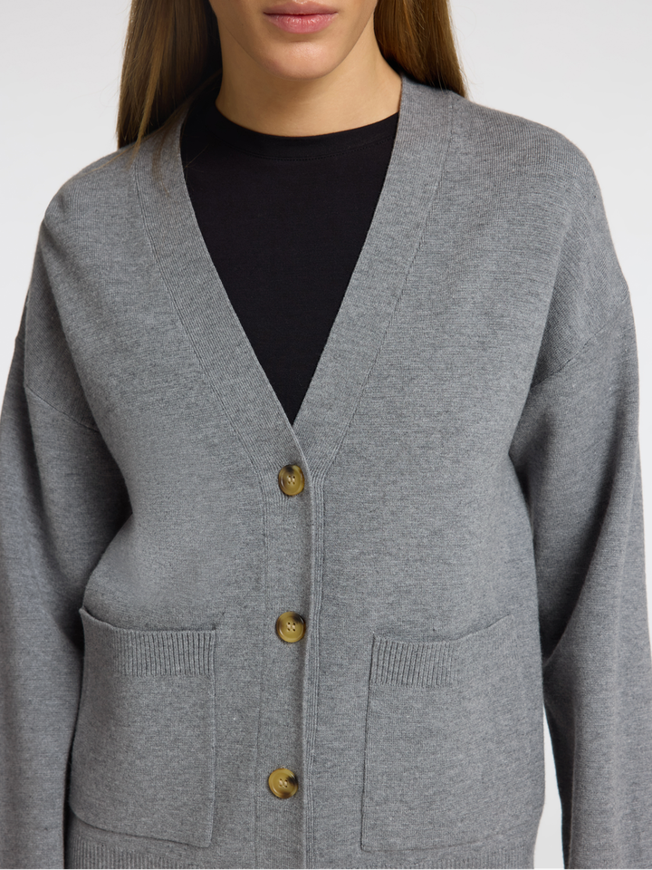 Grijze gilet met knopen en lange mouwen Selected