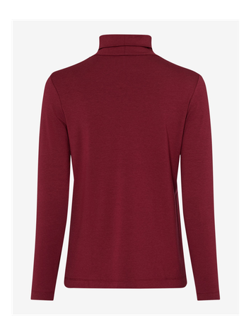 Bordeaux pull met rolkraag en strass aan de mouwen Style.Carina Brax