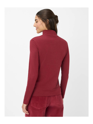 Bordeaux pull met rolkraag en strass aan de mouwen Style.Carina Brax