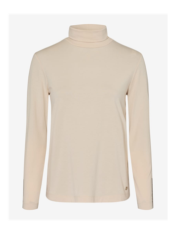 Beige pull met rolkraag en strass aan de mouwen Style.Carina Brax 