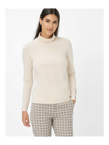 Beige pull met rolkraag en strass aan de mouwen Style.Carina Brax 