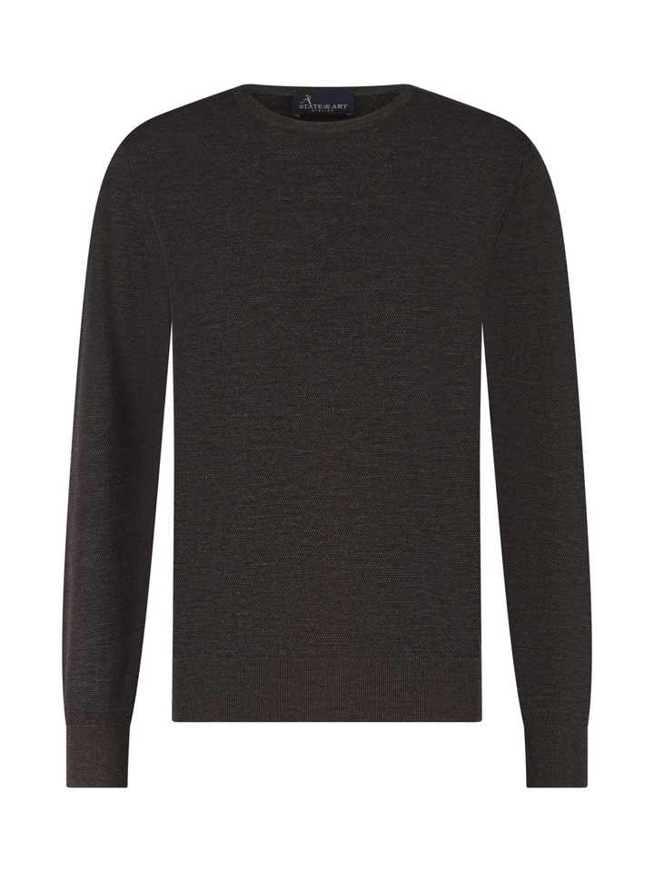 Grijze trui in merino wol State Of Art 