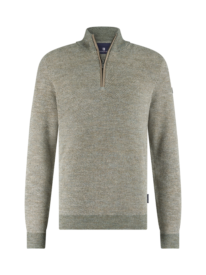 Grijs gespikkelde trui met rits State Of Art 