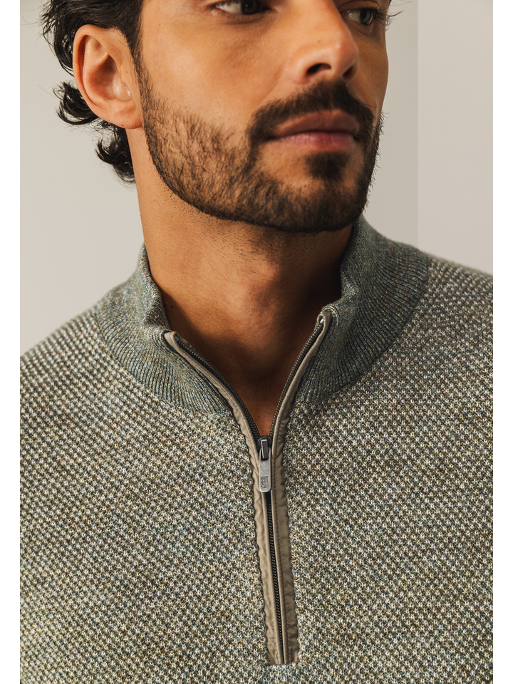 Grijs gespikkelde trui met rits State Of Art 