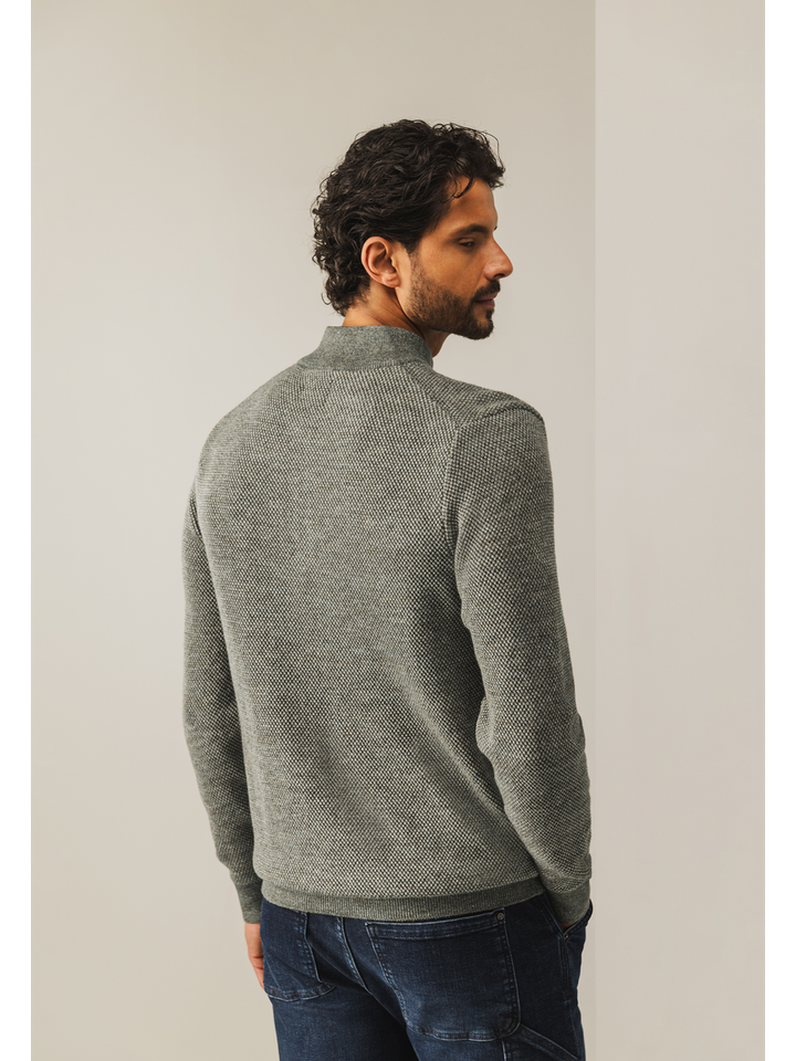 Grijs gespikkelde trui met rits State Of Art 