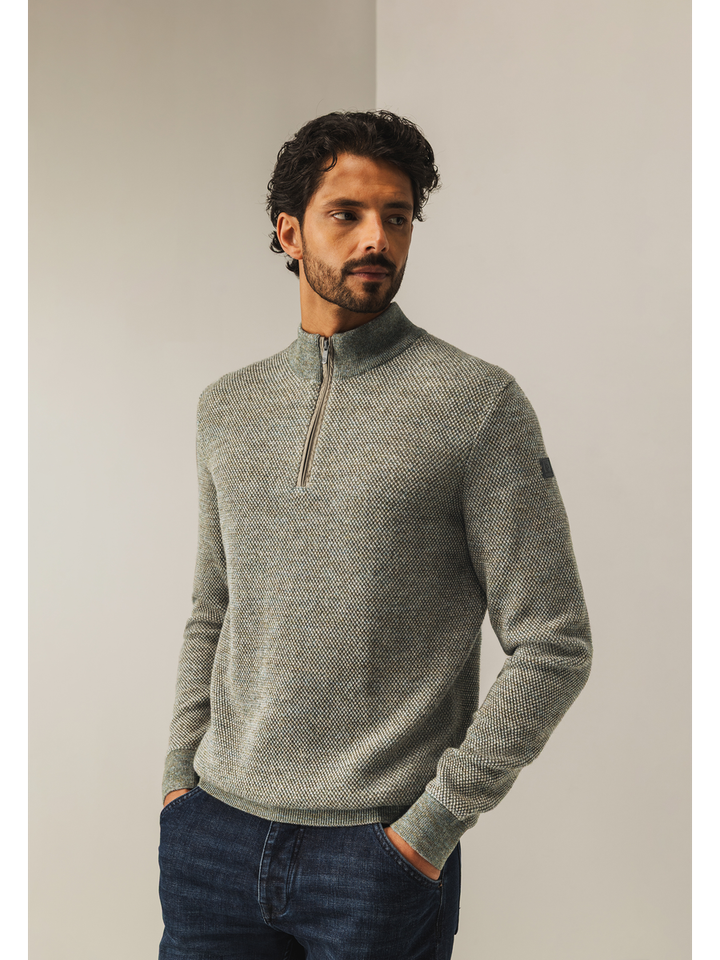 Grijs gespikkelde trui met rits State Of Art 