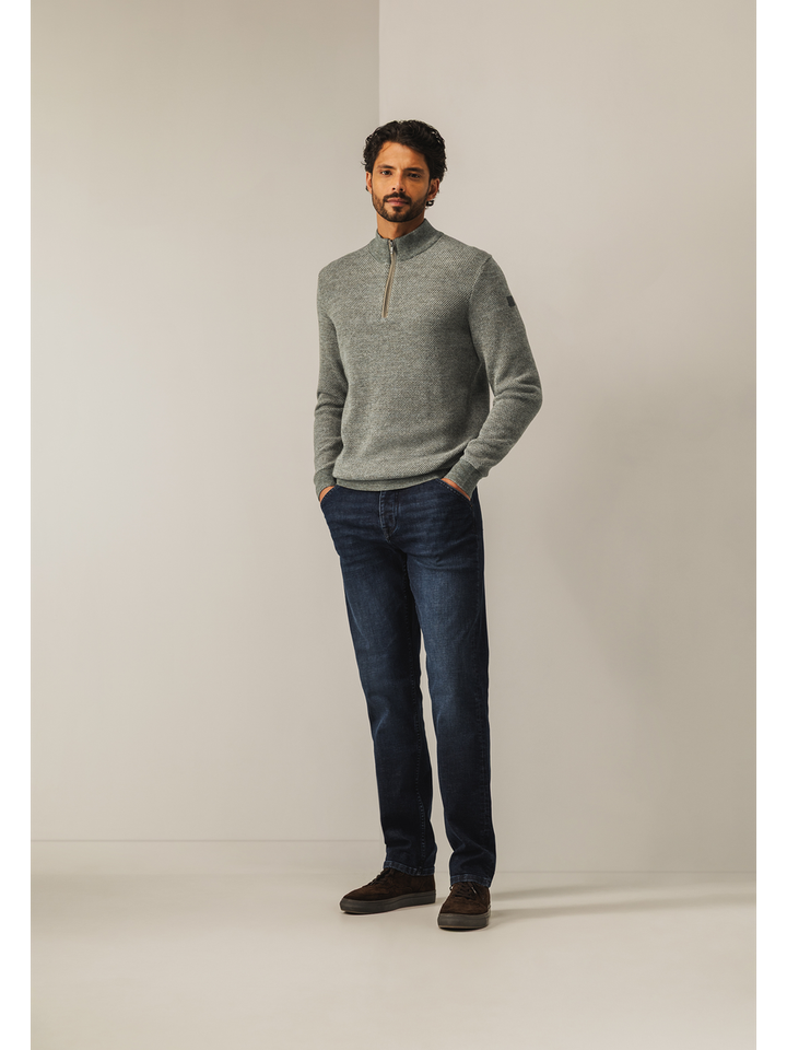 Grijs gespikkelde trui met rits State Of Art 