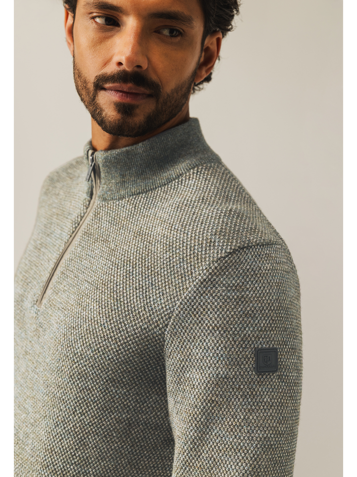 Grijs gespikkelde trui met rits State Of Art 