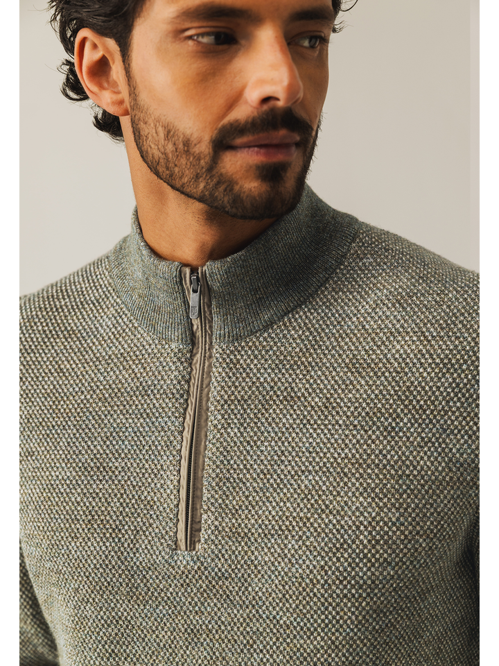 Grijs gespikkelde trui met rits State Of Art 