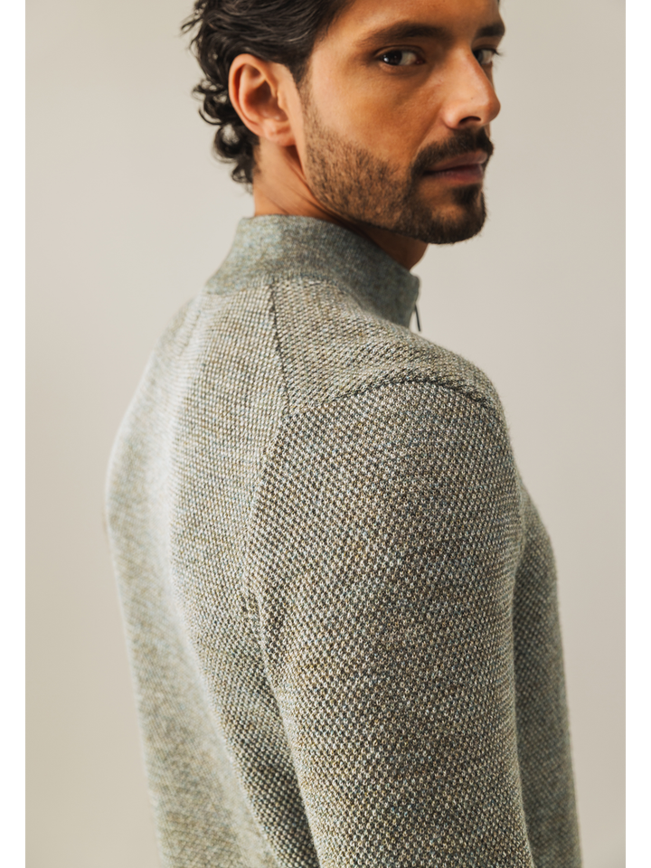 Grijs gespikkelde trui met rits State Of Art 