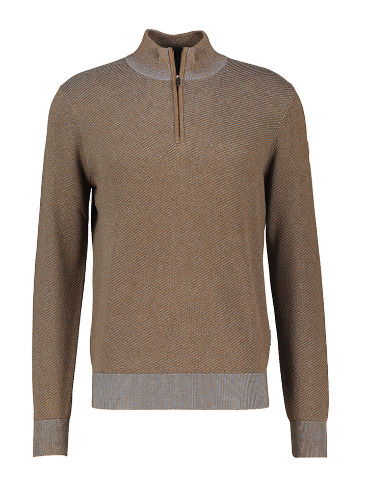 Bruine trui met rits en lange mouwen State Of Art 