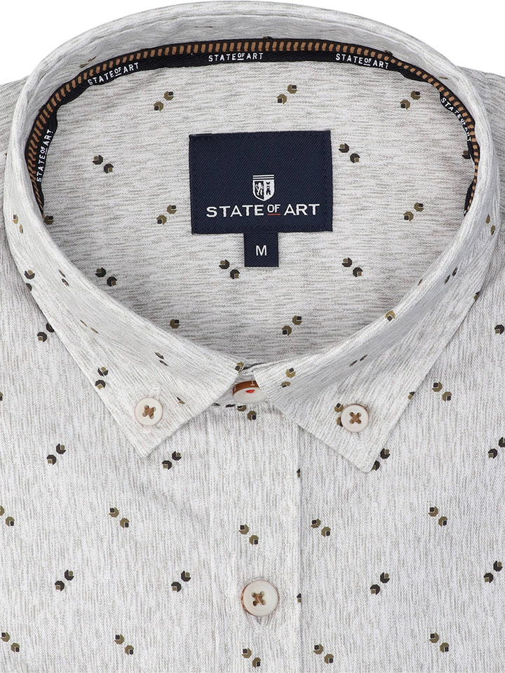 Lichtgrijs katoenen hemd (regular fit) met print en lange mouwen State of Art