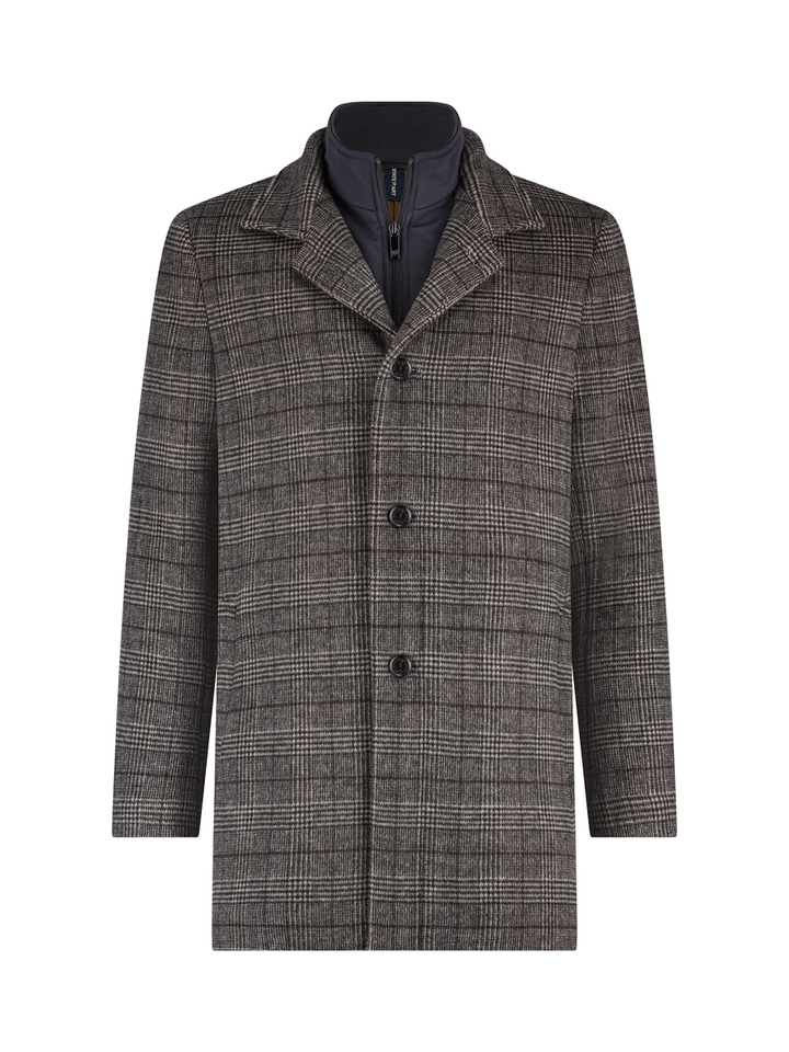 Zwart en grijze mantel in print State of Art