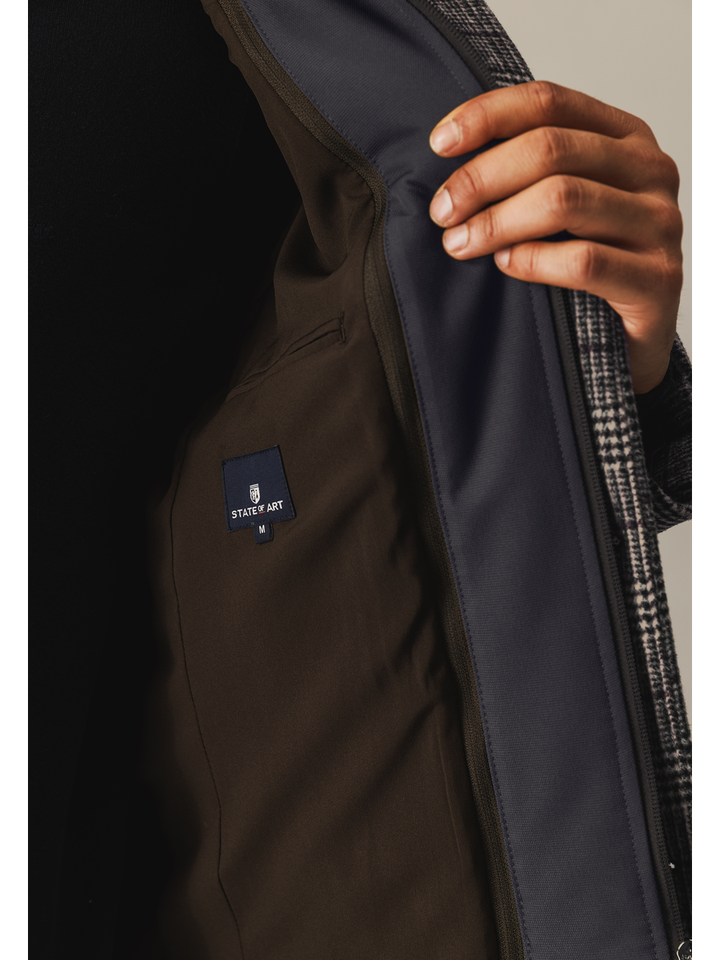 Zwart en grijze mantel in print State of Art