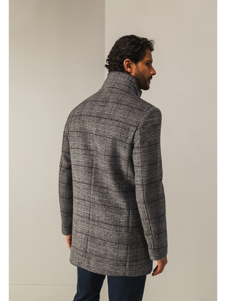 Zwart en grijze mantel in print State of Art