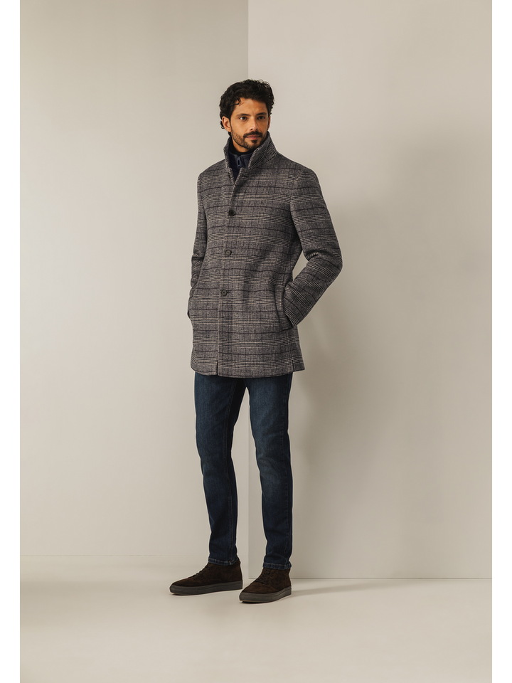 Zwart en grijze mantel in print State of Art