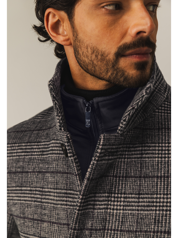 Zwart en grijze mantel in print State of Art