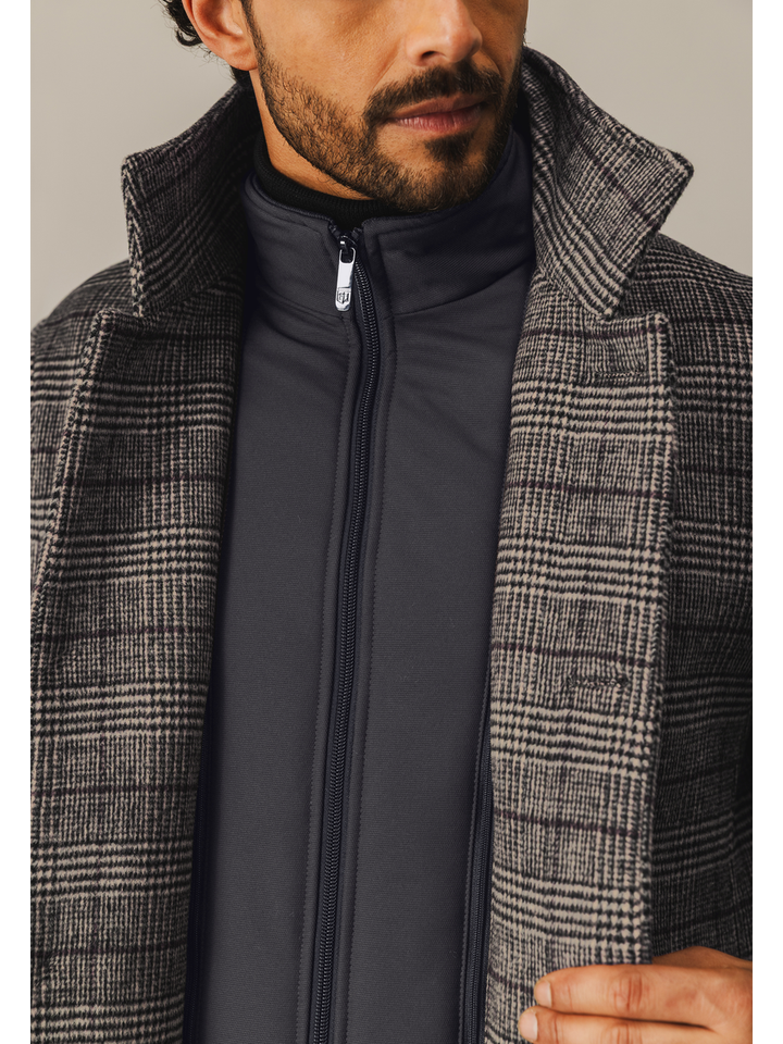 Zwart en grijze mantel in print State of Art