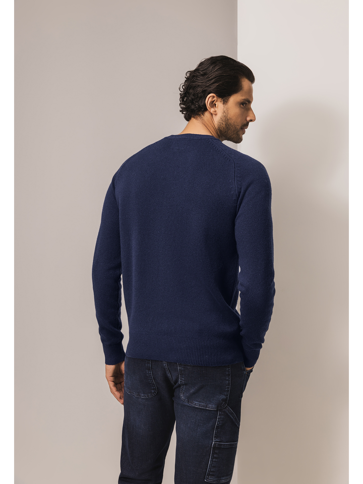 Blauwe wollen trui met ronde hals State Of Art 