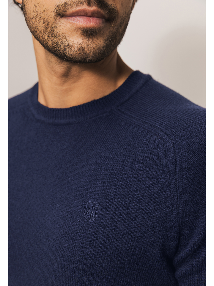 Blauwe wollen trui met ronde hals State Of Art 