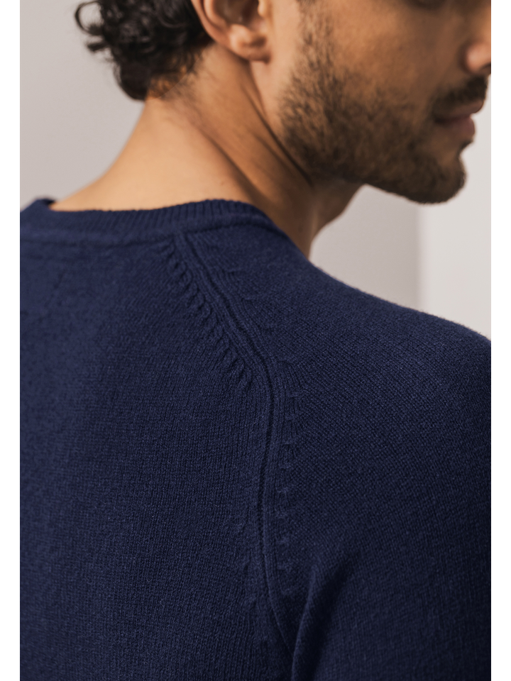 Blauwe wollen trui met ronde hals State Of Art 